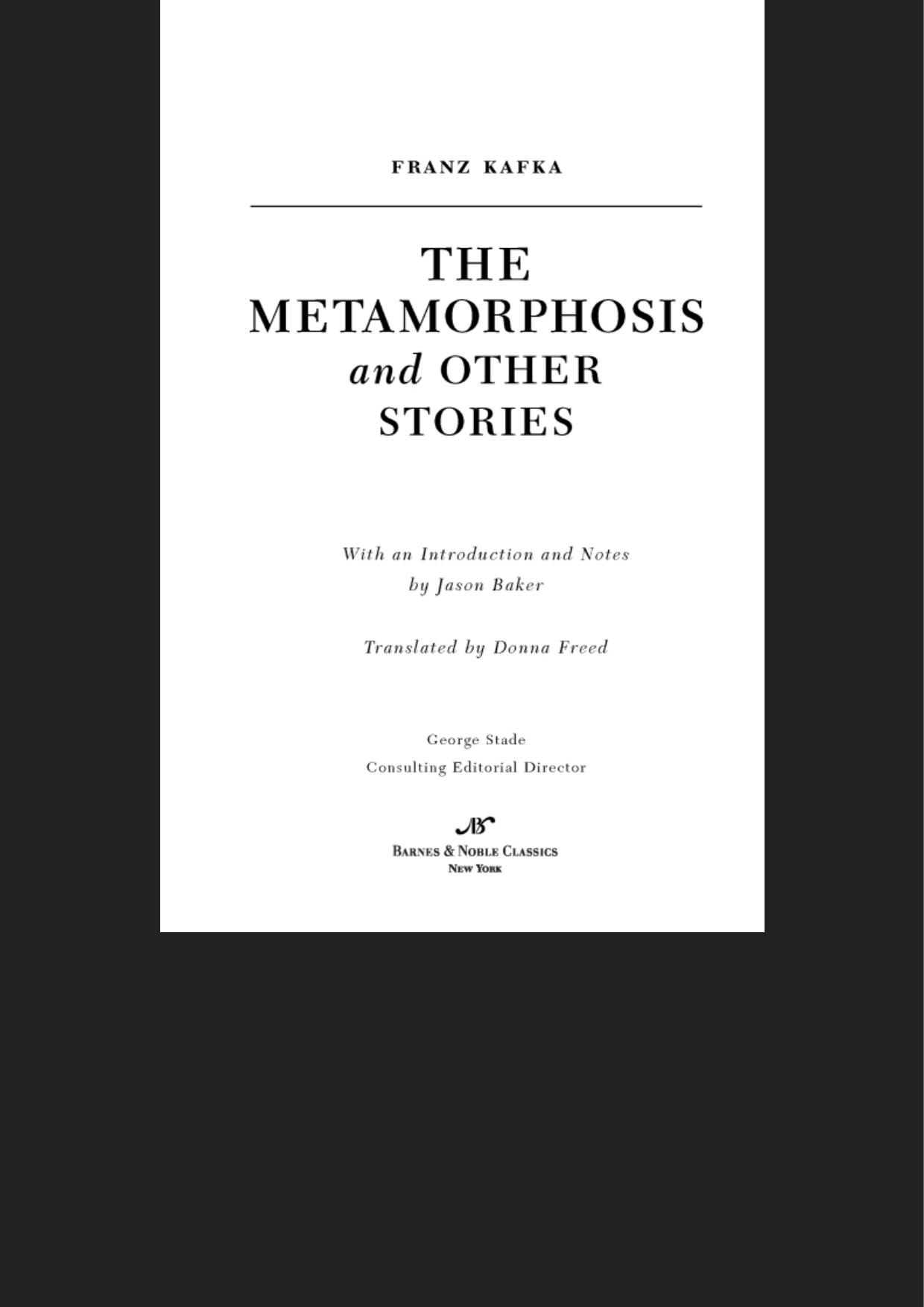 Metamorphosis and Other Stories (Barnes & Noble Classics Series)